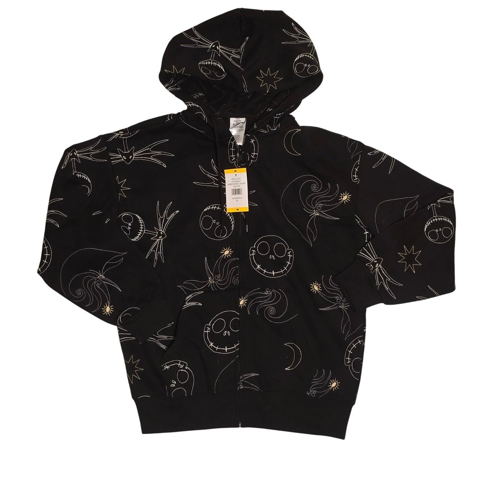 The Nightmare Before Christmas Jack Skellington Embroidered Zip Hoodie Black M